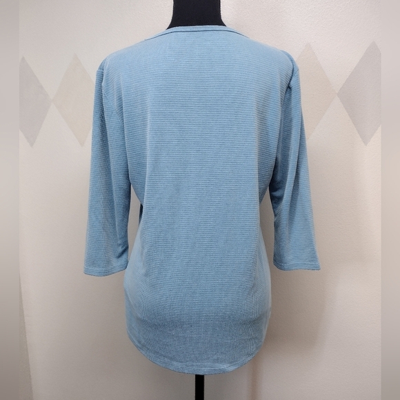 Segments textured modal tencel blend 3/4 sleeve top - Picture 3 of 12